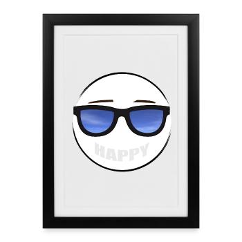 HAPPY - always in a good mood | Smile - Framed poster (27 × 37 cm) - black - Front