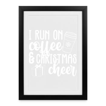 Je cours avec du café et la joie de Noël - Affiche encadrée (27 × 37 cm) - noir - Devant