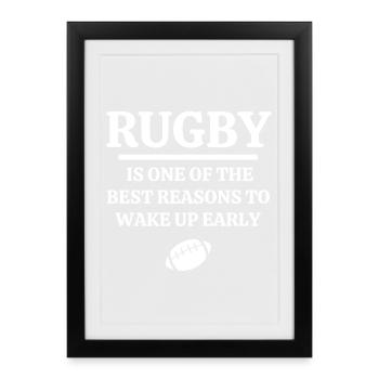 rugby, rugby sport, rugby humour - Affiche encadrée (27 × 37 cm) - noir - Devant