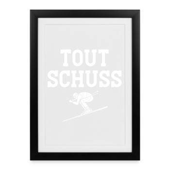 ski, station de ski, domaine skiable - Affiche encadrée (27 × 37 cm) - noir - Devant