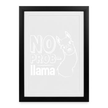Lama, Lama humor, no problem - Framed poster (27 × 37 cm) - black - Front