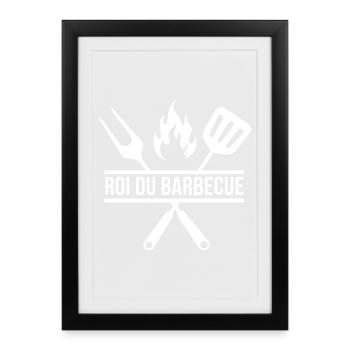 BBQ, roi du barbecue, viande à griller - Affiche encadrée (27 × 37 cm) - noir - Devant