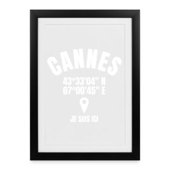 Cannes, côte d Azure, la Croisette - Affiche encadrée (27 × 37 cm) - noir - Devant