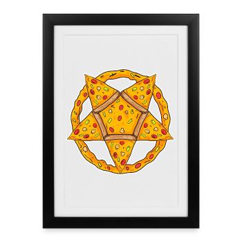 Pentagram pizza drôle - Affiche encadrée (27 × 37 cm) - noir - Devant