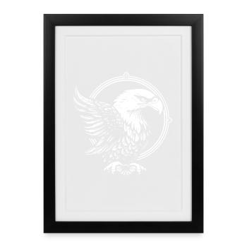 Aigle en cercle - Affiche encadrée (27 × 37 cm) - noir - Devant