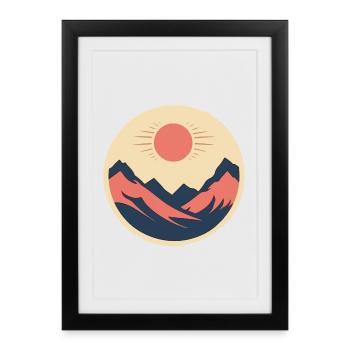 Montagnes au soleil - Affiche encadrée (27 × 37 cm) - noir - Devant