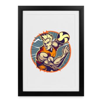 Joueurs de volley-ball - Affiche encadrée (27 × 37 cm) - noir - Devant