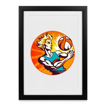 Match de volley-ball - Affiche encadrée (27 × 37 cm) - noir - Devant