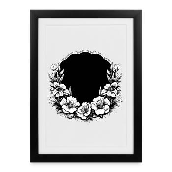 Couronne de fleurs Fleurs Pré d’été Fleurs de mariage - Affiche encadrée (27 × 37 cm) - noir - Devant