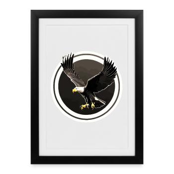 Logo Eagle en rond - Affiche encadrée (27 × 37 cm) - noir - Devant