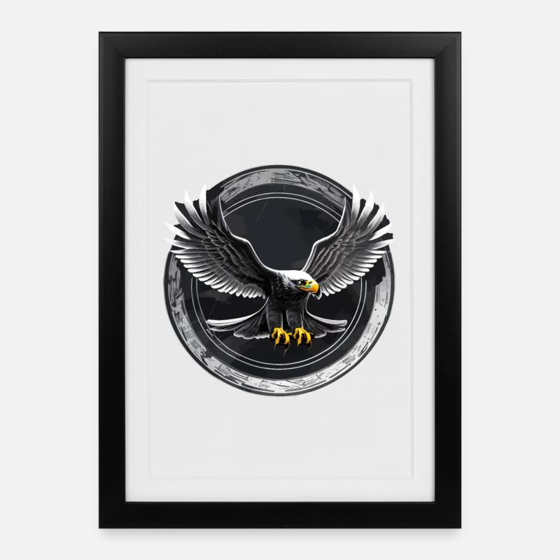 Adler Logo im Kreis - Gerahmtes Poster (27 × 37 cm) - Schwarz