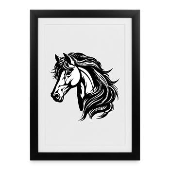 Tatouage de cheval Equitation Fille Magique Magique - Affiche encadrée (27 × 37 cm) - noir - Devant