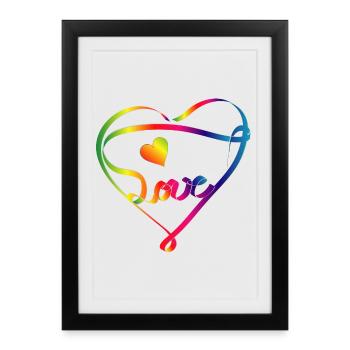 colorful ribbon in heart shape and rainbow colors - Framed poster (27 × 37 cm) - black - Front