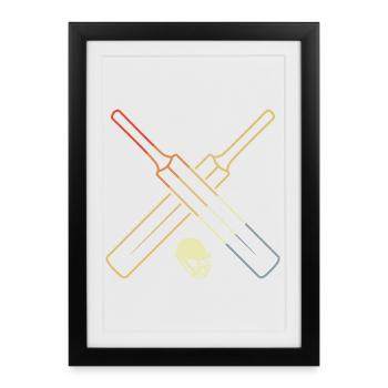 Vintage Cricket Equipment - Framed poster (27 × 37 cm) - black - Front