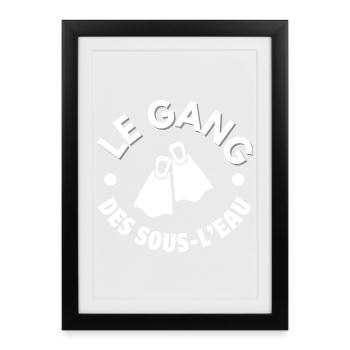 plongée sous-marine, fan de plongée, tuba - Affiche encadrée (27 × 37 cm) - noir - Devant