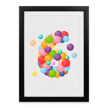 6ans, anniversaire 6 ans, 6 ans, j'ai 6 ans - Affiche encadrée (27 × 37 cm) - noir - Devant