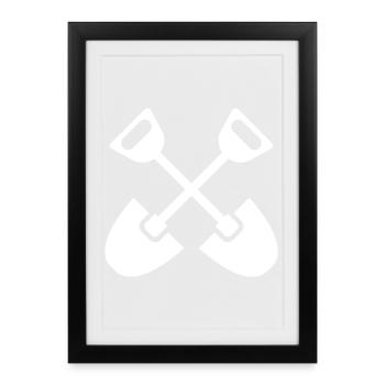 Icône de symbole de pelle Bricolage jardinier - Affiche encadrée (27 × 37 cm) - noir - Devant