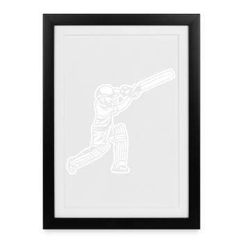 Kleiner Cricket Spieler - Gerahmtes Poster (27 × 37 cm) - Schwarz - Vorne