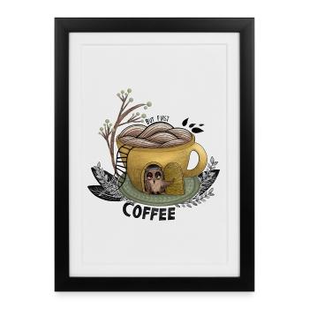 But First Coffee Owl - Framed poster (27 × 37 cm) - black - Front
