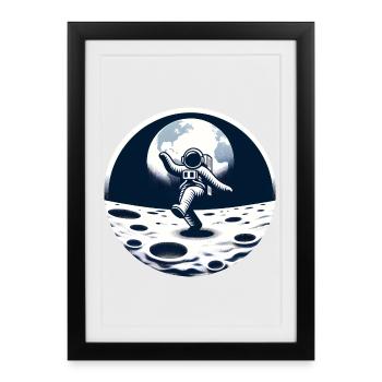 Dancing astronaut on the moon - Framed poster (27 × 37 cm) - black - Front