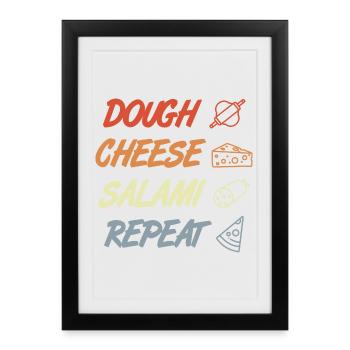 Drôle de dicton de pizza - Affiche encadrée (27 × 37 cm) - noir - Devant