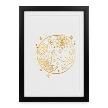 Ornement de boule de Noël dorée enchanteresse - Affiche encadrée (27 × 37 cm) - noir - Devant