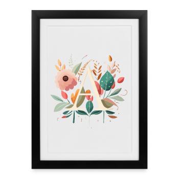 A Typography with Flowers - Framed poster (27 × 37 cm) - black - Front
