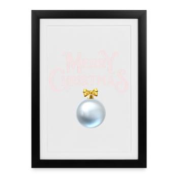 Merry Christmas, joyeux Noël, joyeuses fêtes - Affiche encadrée (27 × 37 cm) - noir - Devant