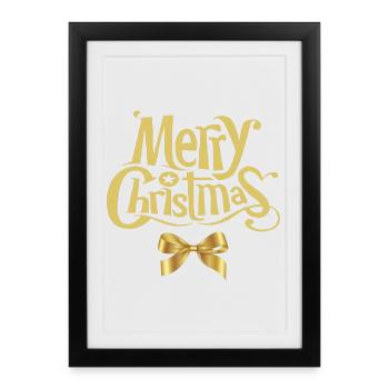Merry Christmas, joyeux Noël, joyeuses fêtes - Affiche encadrée (27 × 37 cm) - noir - Devant