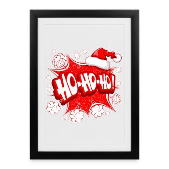Noël, père Noël, joyeuses fêtes - Affiche encadrée (27 × 37 cm) - noir - Devant