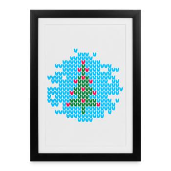 Christmas Tree Knit Ugly Christmas Xmas Pattern - Framed poster (27 × 37 cm) - black - Front