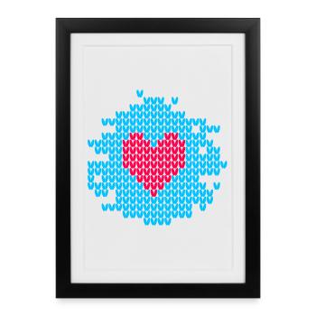 Heart Knit Pattern Christmas ugly christmas Xmas - Framed poster (27 × 37 cm) - black - Front