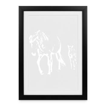 white horse white horses t-shirt gift rider - Framed poster (27 × 37 cm) - black - Front