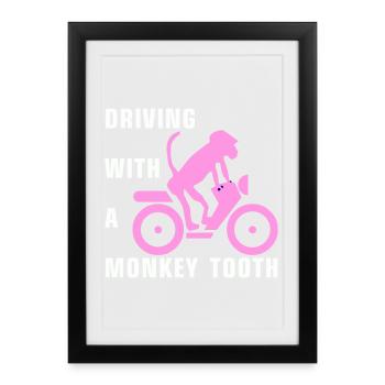 Driving with a monkey tooth - Affenzahn - Framed poster (27 × 37 cm) - black - Front