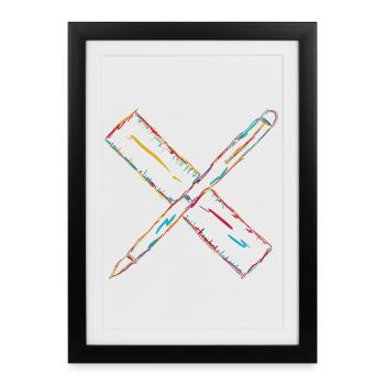 Dessiner avec un stylo et une règle - Affiche encadrée (27 × 37 cm) - noir - Devant