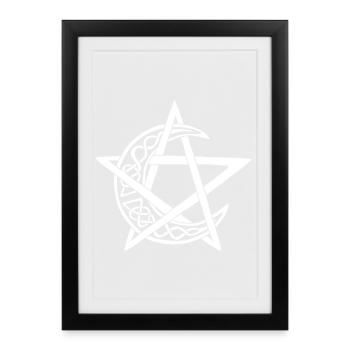 White Lunar Pentagram - Framed poster (27 × 37 cm) - black - Front