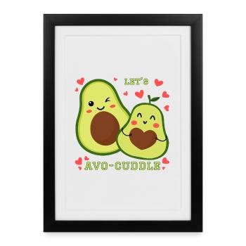 Permet à Avo-Cuddle Avocat de se blottir dans un dessin animé kawaii - Affiche encadrée (27 × 37 cm) - noir - Devant