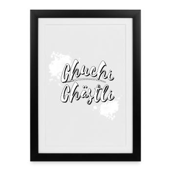 Chuchichästli typo | Chuchichäschtli  - Gerahmtes Poster (27 × 37 cm) - Schwarz - Vorne
