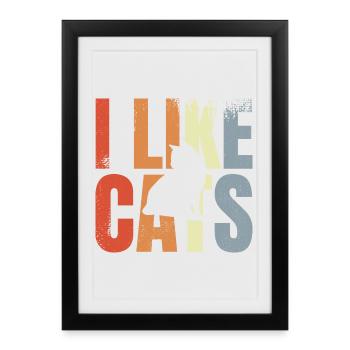 Amoureux des chats - Affiche encadrée (27 × 37 cm) - noir - Devant