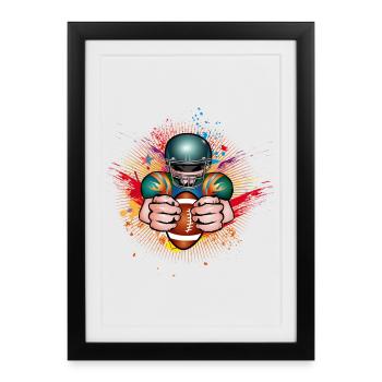 Joueur de football avec un ballon de football dans le style graffiti - Affiche encadrée (27 × 37 cm) - noir - Devant