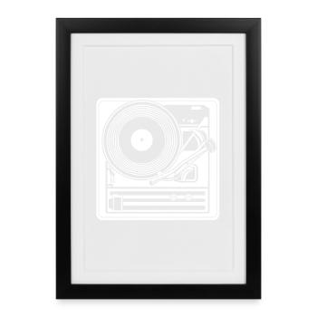 Retro Design Turntable - Framed poster (27 × 37 cm) - black - Front