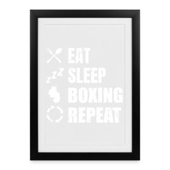 Manger Sommeil Boxe Répéter - Affiche encadrée (27 × 37 cm) - noir - Devant