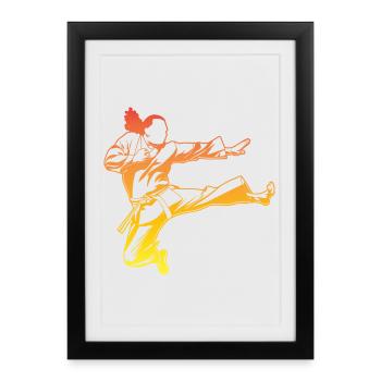 Karatéka vintage - Affiche encadrée (27 × 37 cm) - noir - Devant