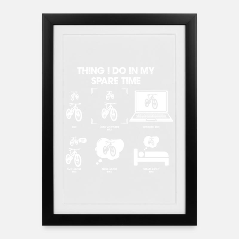 Penser à vélo pendant le temps libre - Affiche encadrée (27 × 37 cm) - noir