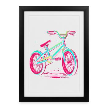 Vélo BMX Vaporwave - Affiche encadrée (27 × 37 cm) - noir - Devant
