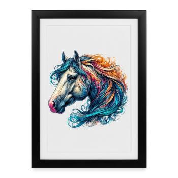 Cheval - Affiche encadrée (27 × 37 cm) - noir - Devant