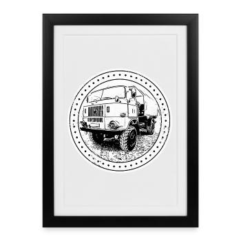 Camion W50 - Affiche encadrée (27 × 37 cm) - noir - Devant