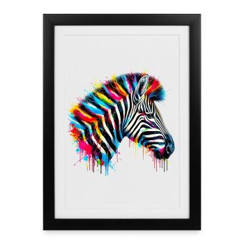Zebra - Gerahmtes Poster (27 × 37 cm) - Schwarz - Vorne