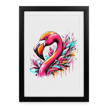 Flamant - Affiche encadrée (27 × 37 cm) - noir - Devant
