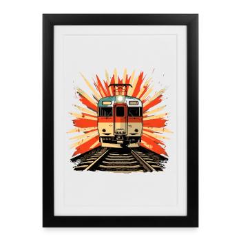 Illustration de chemin de fer - Affiche encadrée (27 × 37 cm) - noir - Devant